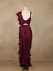 Wine Sequin Georgette Ready To Wear Saree with Designer Blouse