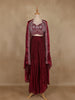 Wine Sequins Design Space Silk Skirt Top with Dupatta