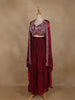 Wine Sequins Design Space Silk Skirt Top with Dupatta