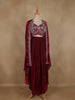 Wine Sequins Design Space Silk Skirt Top with Dupatta