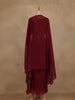 Wine Sequins Design Space Silk Skirt Top with Dupatta