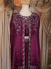Wine Sequins Embroidered Design Crepe Silk Skirt Top with Cape Jacket