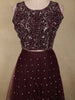 Wine Sequins and Beads Embroidered Design Net Lehenga With Net Dupatta
