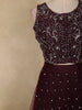 Wine Sequins and Beads Embroidered Design Net Lehenga With Net Dupatta