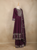 Wine Sequins and Thread Embroidered Georgette Palazzo Suit with Dupatta