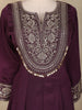 Wine Sequins and Thread Embroidered Georgette Palazzo Suit with Dupatta