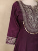 Wine Sequins and Thread Embroidered Georgette Palazzo Suit with Dupatta