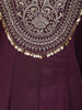 Wine Sequins and Thread Embroidered Georgette Palazzo Suit with Dupatta