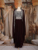 Wine Silver Sequins Embellished Design Georgette Skirt Top with Cape