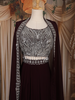 Wine Silver Sequins Embellished Design Georgette Skirt Top with Cape