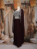 Wine Silver Sequins Embellished Design Georgette Skirt Top with Cape