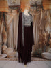 Wine Silver Sequins Embellished Design Georgette Skirt Top with Cape