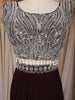 Wine Silver Sequins Embellished Design Georgette Skirt Top with Cape