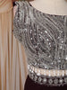 Wine Silver Sequins Embellished Design Georgette Skirt Top with Cape