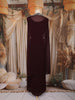 Wine Silver Sequins Embellished Design Georgette Skirt Top with Cape