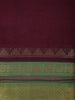 Wine Solid Design Cotton Saree With Contrast Green Zari Border