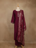 Wine Solid Design Salwar Suit With Banarasi Dupatta - Diadem