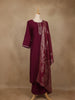Wine Solid Design Salwar Suit With Banarasi Dupatta - Diadem