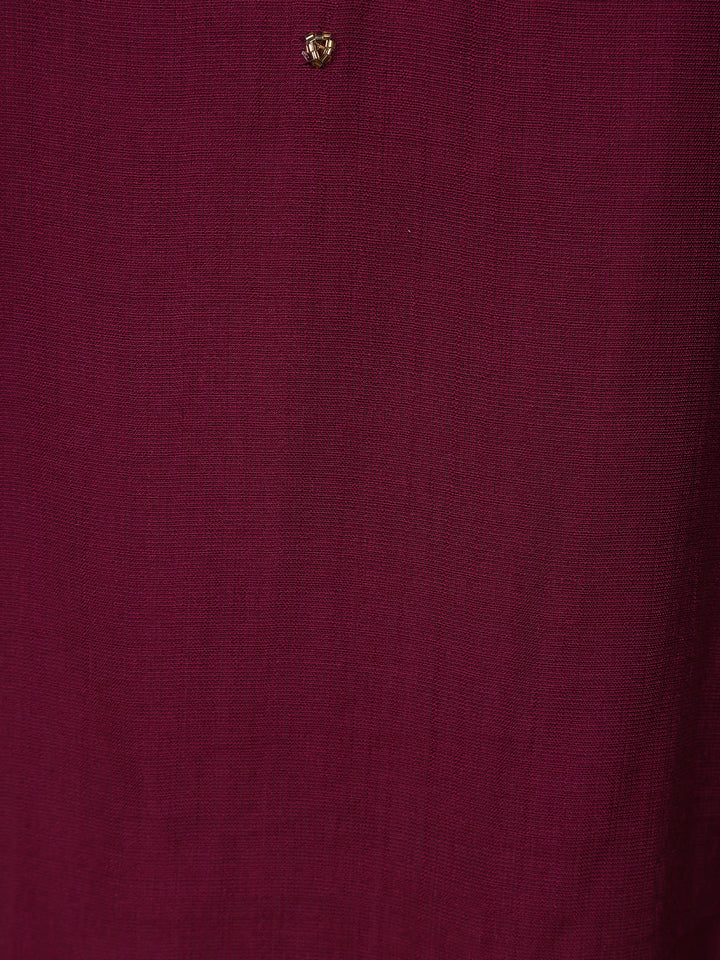 Wine Solid Design Salwar Suit With Banarasi Dupatta - Diadem