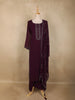 Wine Stone Embellished Chiffon Salwar Suit with Dupatta