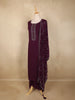 Wine Stone Embellished Chiffon Salwar Suit with Dupatta