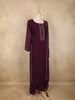 Wine Stone Embellished Chiffon Salwar Suit with Dupatta