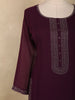 Wine Stone Embellished Chiffon Salwar Suit with Dupatta