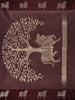 Wine Striped Design Woven Semi Tussar Saree