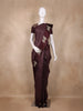 Wine Striped Design Woven Semi Tussar Saree
