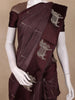 Wine Striped Design Woven Semi Tussar Saree
