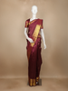 Wine Stripes Woven Pure Kanchipuram Silk Saree with Zari Border