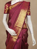 Wine Stripes Woven Pure Kanchipuram Silk Saree with Zari Border