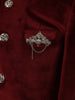 Wine Velvet Indo-Western Kids Sherwani With Beads Embellished Shoulder