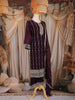Wine Zari Embroidered Design Tissue Straight Cut Salwar Suit