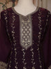 Wine Zari Embroidered Design Tissue Straight Cut Salwar Suit