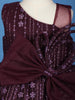 Wine 3D Butterfly Applique One-Shoulder Kids Net Gown - Diadem