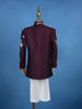 Wine Embroidery Worked Cotton Sherwani and Pant Set - Diadem