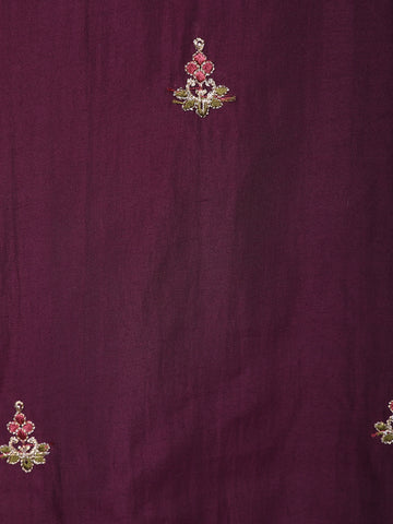 Wine Floral Embroidered Georgette Salwar Suit - Diadem