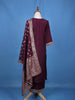 Wine Floral Embroidered Georgette Salwar Suit - Diadem
