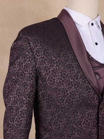 Wine Floral Designed Men's Suit for Reception - Diadem
