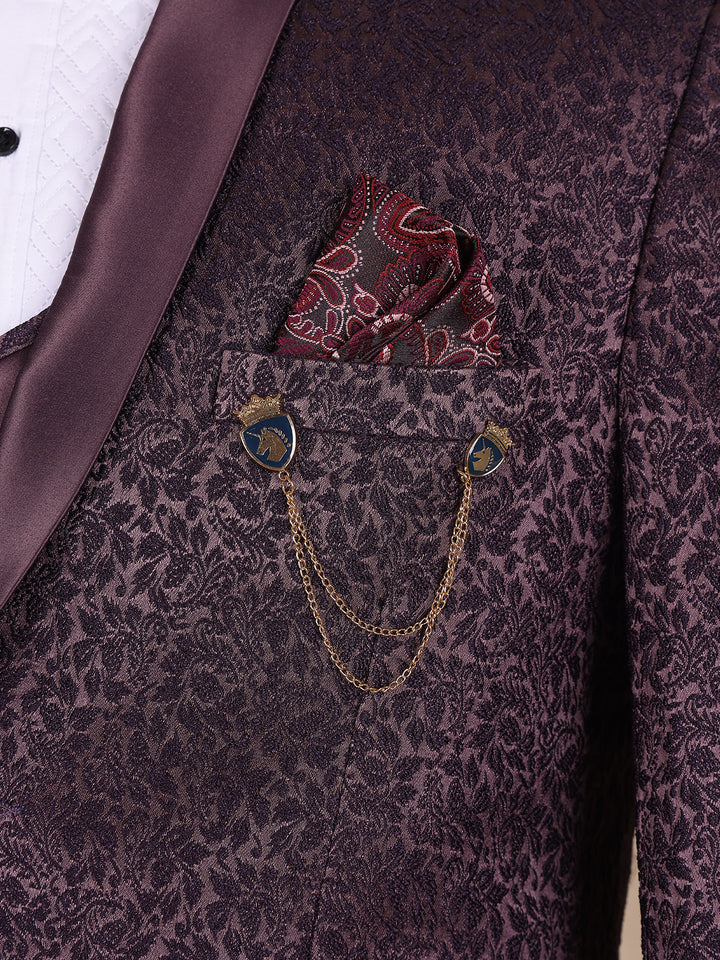 Wine Floral Designed Men's Suit for Reception - Diadem