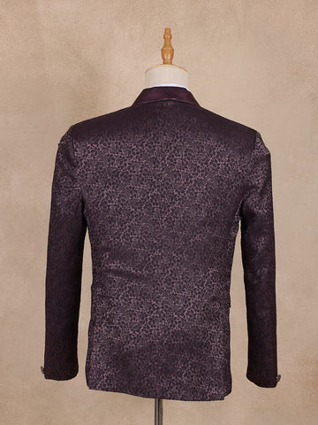Wine Floral Designed Men's Suit for Reception - Diadem