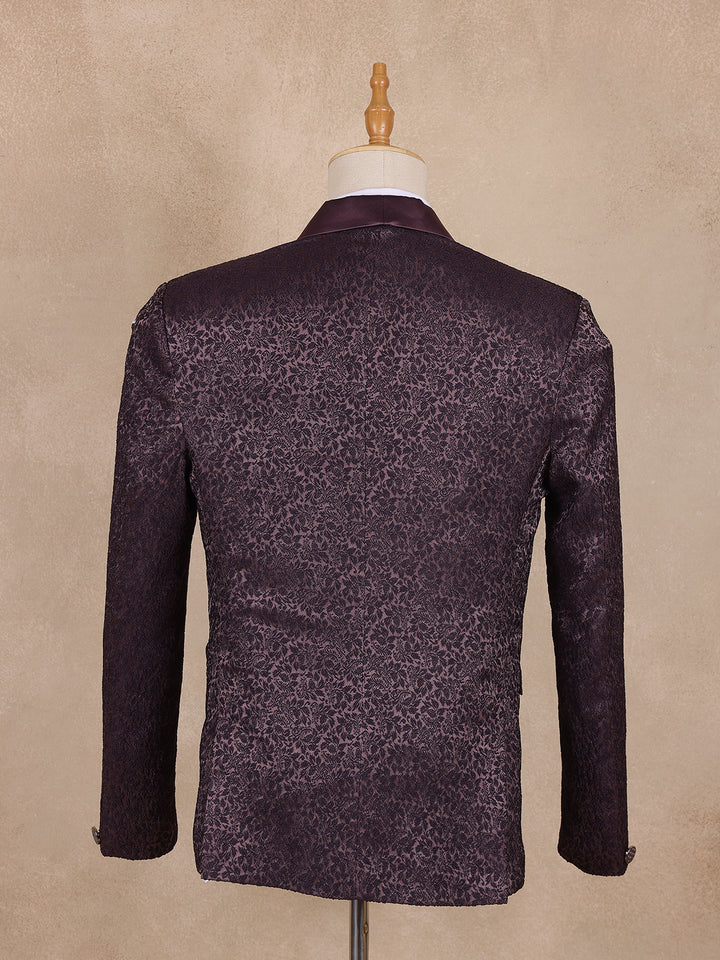 Wine Floral Designed Men's Suit for Reception - Diadem