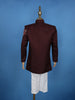 Wine Floral Embroidered Polyester Sherwani and Pant Set - Diadem