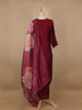 Wine Floral Embroidered Raw Silk Straight Cut Salwar Suit - Diadem