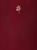 Wine Floral Embroidered Raw Silk Straight Cut Salwar Suit - Diadem