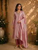 Wine Floral Zari Woven Design Tissue Silk Straight Cut Salwar Suit
