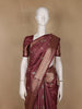 Wine Maroon Floral Butta Woven Pure Kanchipuram Silk Saree - Diadem