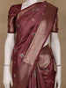 Wine Maroon Floral Butta Woven Pure Kanchipuram Silk Saree - Diadem