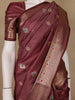 Wine Maroon Floral Butta Woven Pure Kanchipuram Silk Saree - Diadem